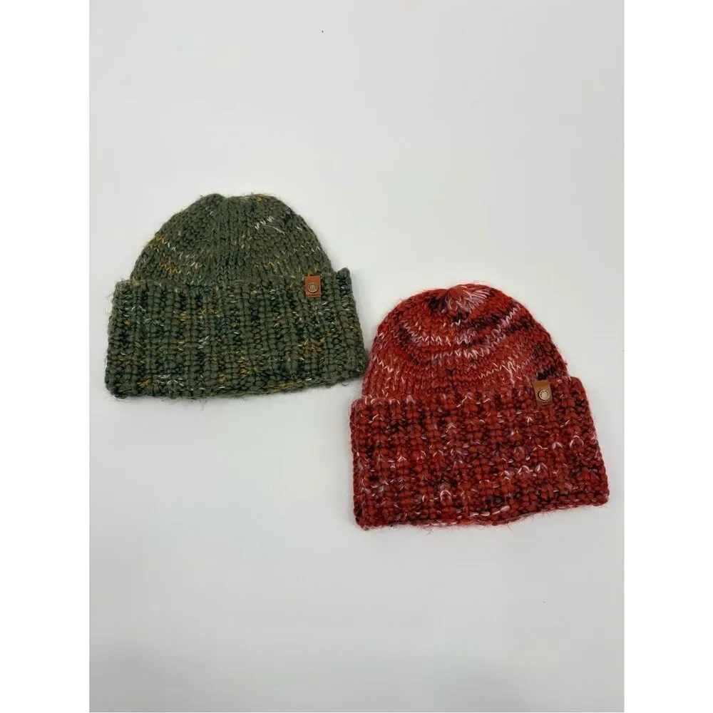 Frye & Co | Beanie Set - Olive Green & Rust Red